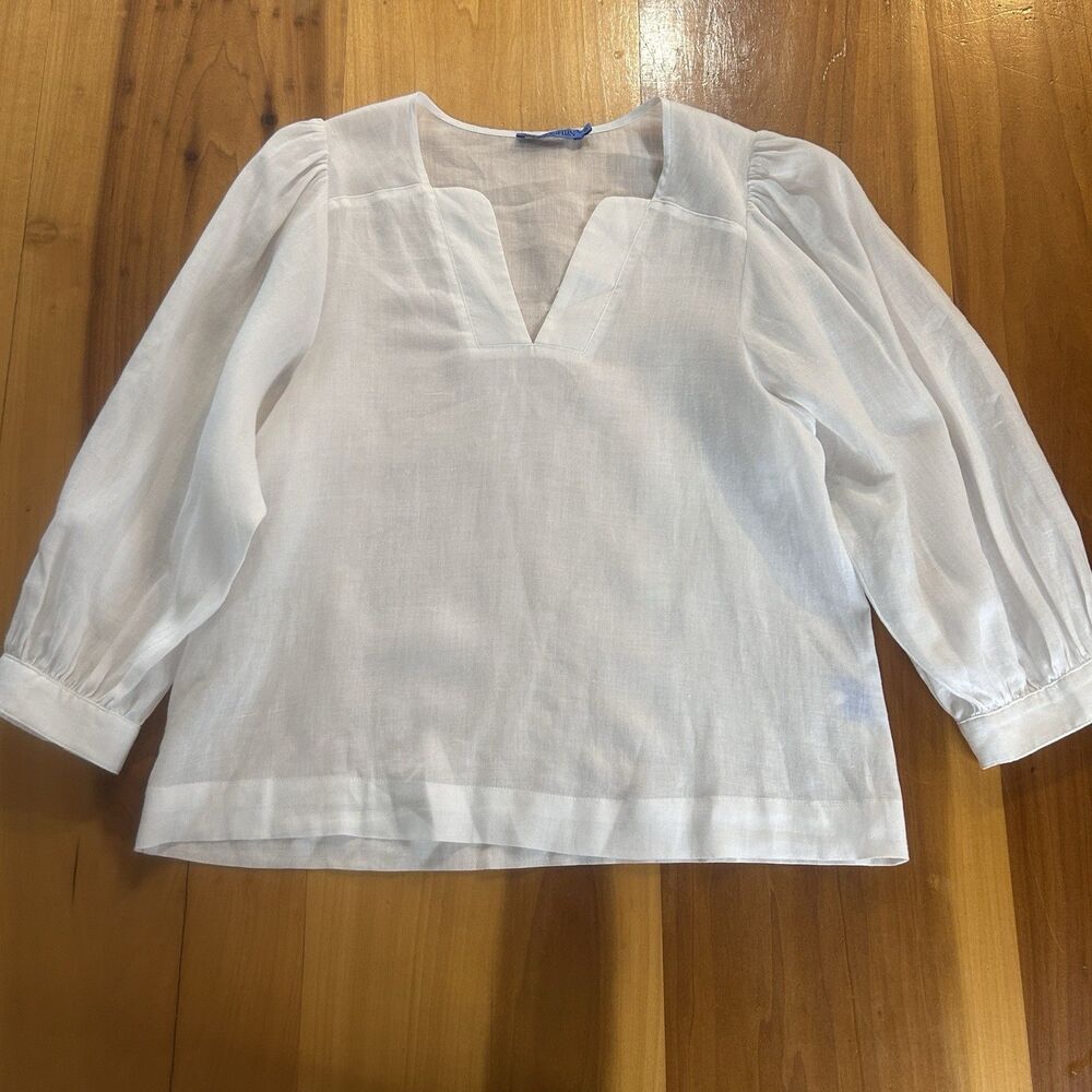 J McLaughlin Women’s Tunic. XS. White. Pullover. Ramie Blend Fabric. Boho.